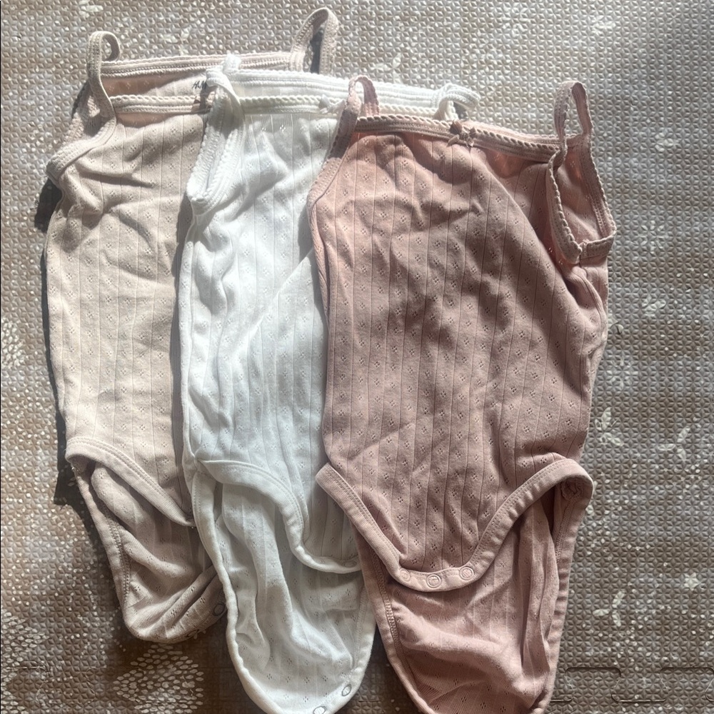 H&M Pointelle Pink and White Baby Bodysuits 6-9 months